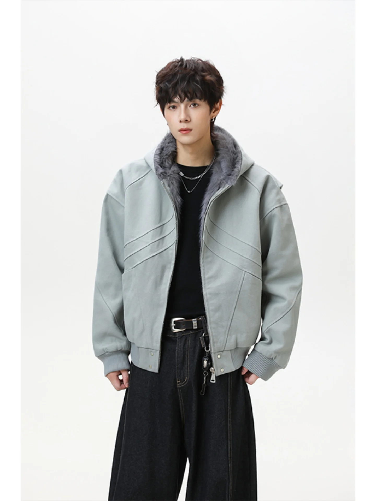 

Американская повседневная хлопковая куртка для мужчин, зимняя теплая утолщенная куртка с капюшоном на молнии, модная, однотонная, приталенного кроя