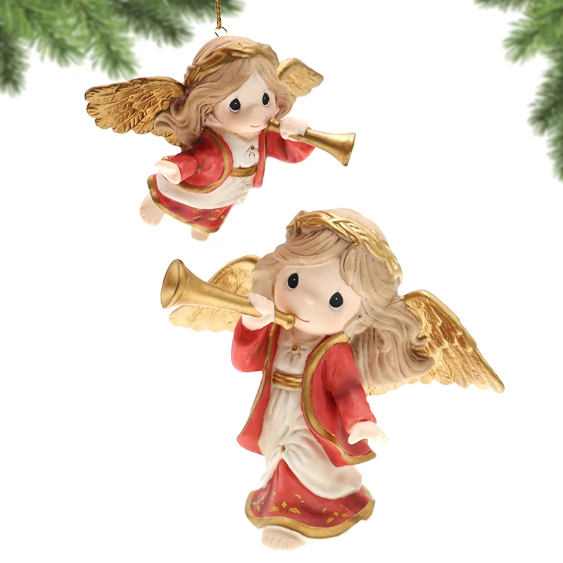 Precious Moments Christmas Decoration Annunciation Angels Figurines Home Room Ornaments Ceramic Christmas Tree Pendant