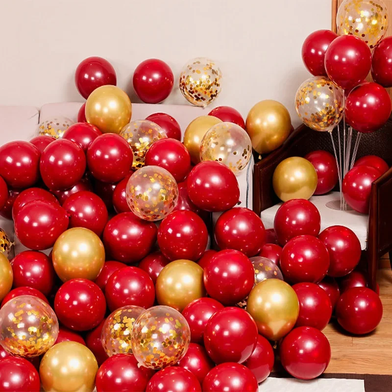 Conjunto de balões de celebridades on-line, balão de metal, bola de lantejoulas, romã dupla, vermelho, festa de aniversário, casamento, layout de sala