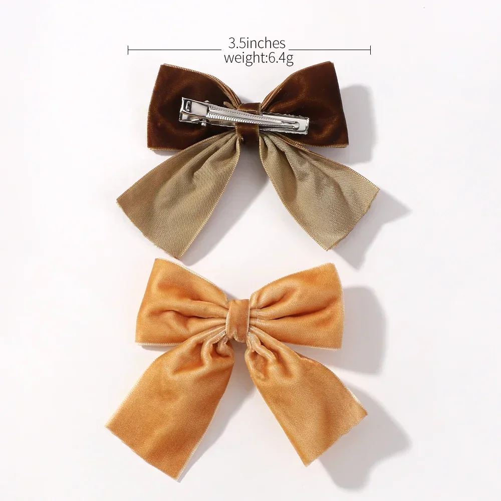 3 pz/set 3.5 "Big Velvet Bow forcine Barrettes per le donne ragazze nastro da sposa fermaglio per capelli coreano Hairgrip artiglio accessori per capelli