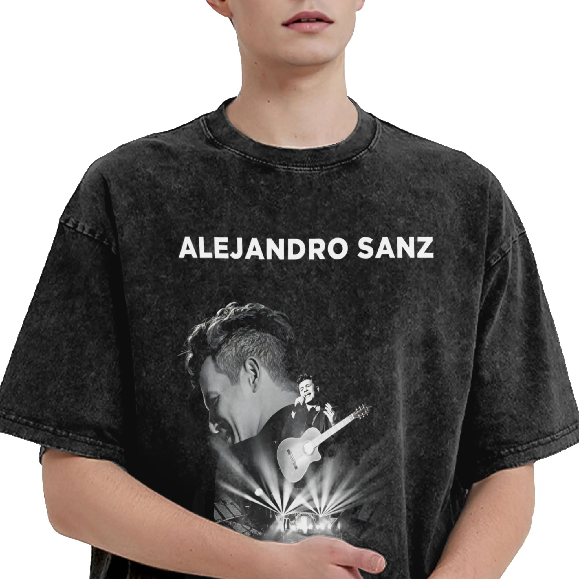 Alejandro Sanz 2026 Concert T Shirts Hip Hop Washed Short Sleeve Street T-Shirts  Novelty for Men Women Streetwear Graphic Tops
