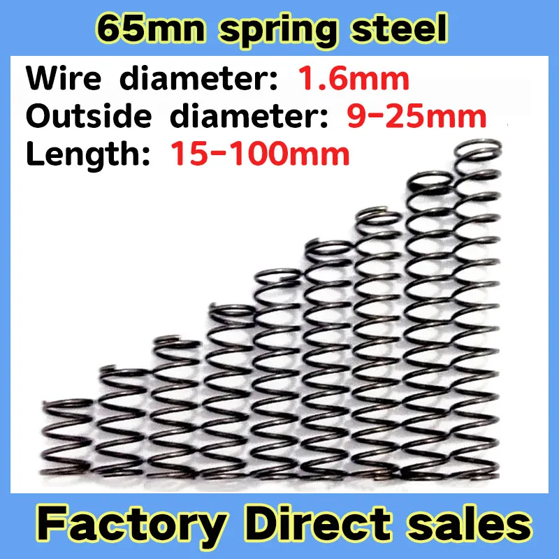 

Compression Springs Pressure Spring Return Spring Wire Dia 1.6 mm Outer Dia 9- 25mm Length 15 - 100 mm