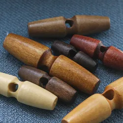 10Pcs Natural Wood Toggle Olive Buttons Sewing Craft Imitation Tooth 1 Hole Wooden Buttons Jacket Overcoat Clothing Accessories