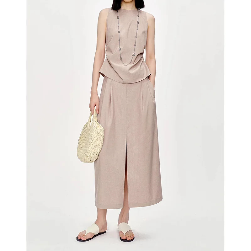 

2026 New Commuter Pleated Waist-tightening Tank Skirt Set Skirt