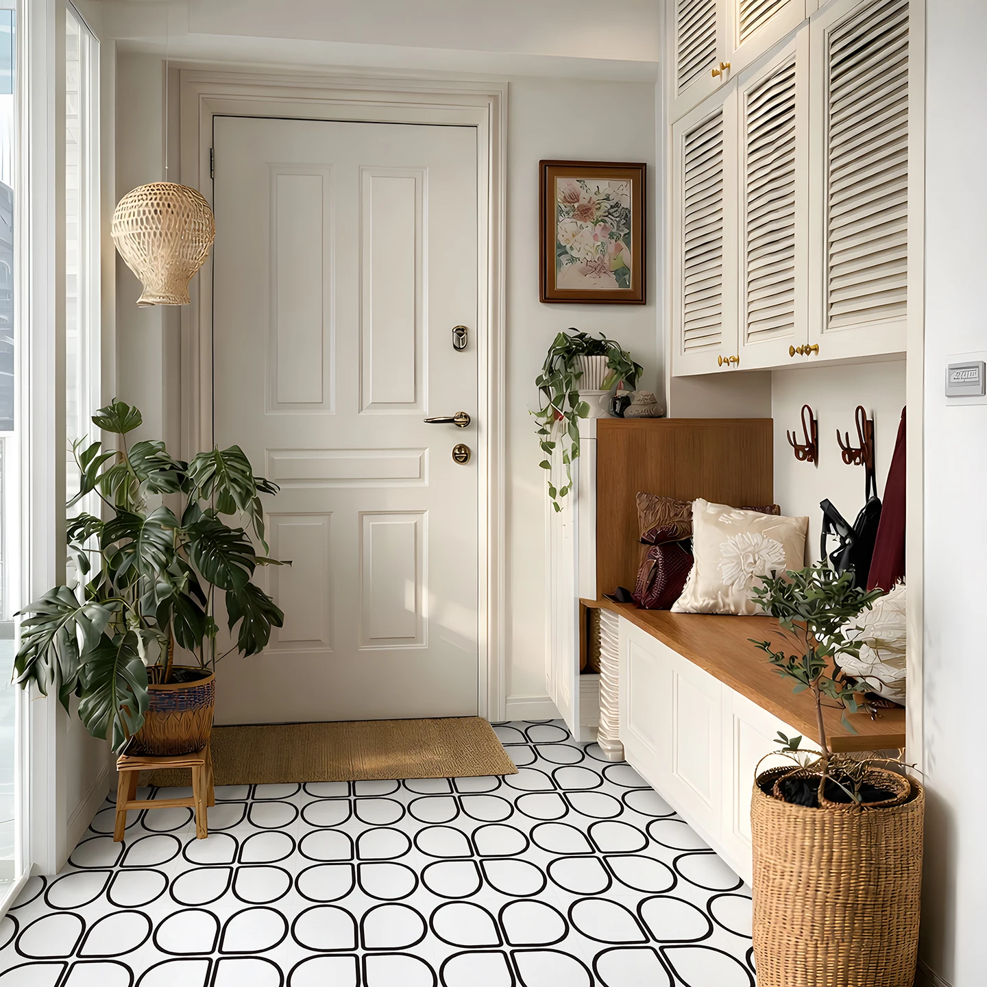 6PCS 30x30cm Peel and Stick Floor Tiles Self Adhesive Vinyl Decals Geometric Tile Stickers Kitchen Bathroom Home Renovation