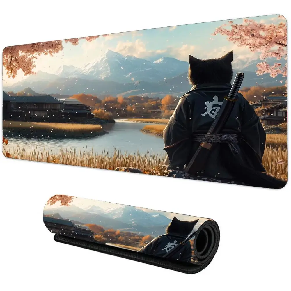 

Большой игровой коврик для мыши с мультяшным котом, прямоугольный настольный коврик, резиновый противоскользящий коврик для мыши с блокировкой, аксессуары для офисной игровой клавиатуры XXL