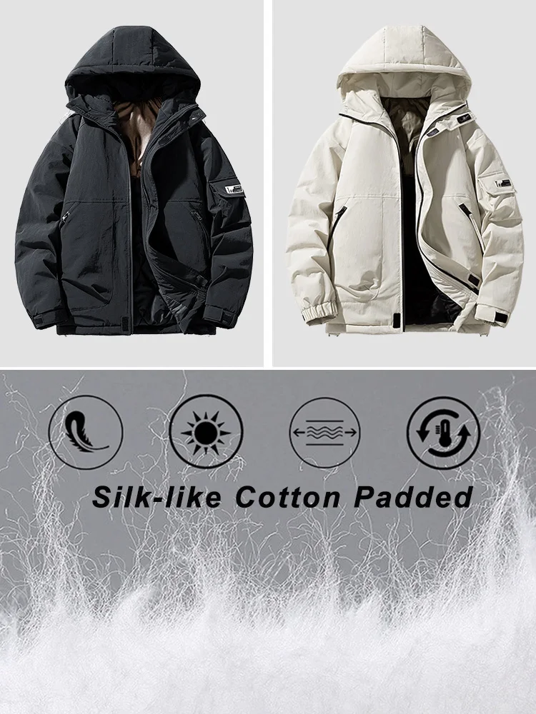 2023 New Winter Men\'s Parkas Korean Fashion Hooded Windbreaker Padding Coat Men/Women Unisex Style Thicken Warm Jackets