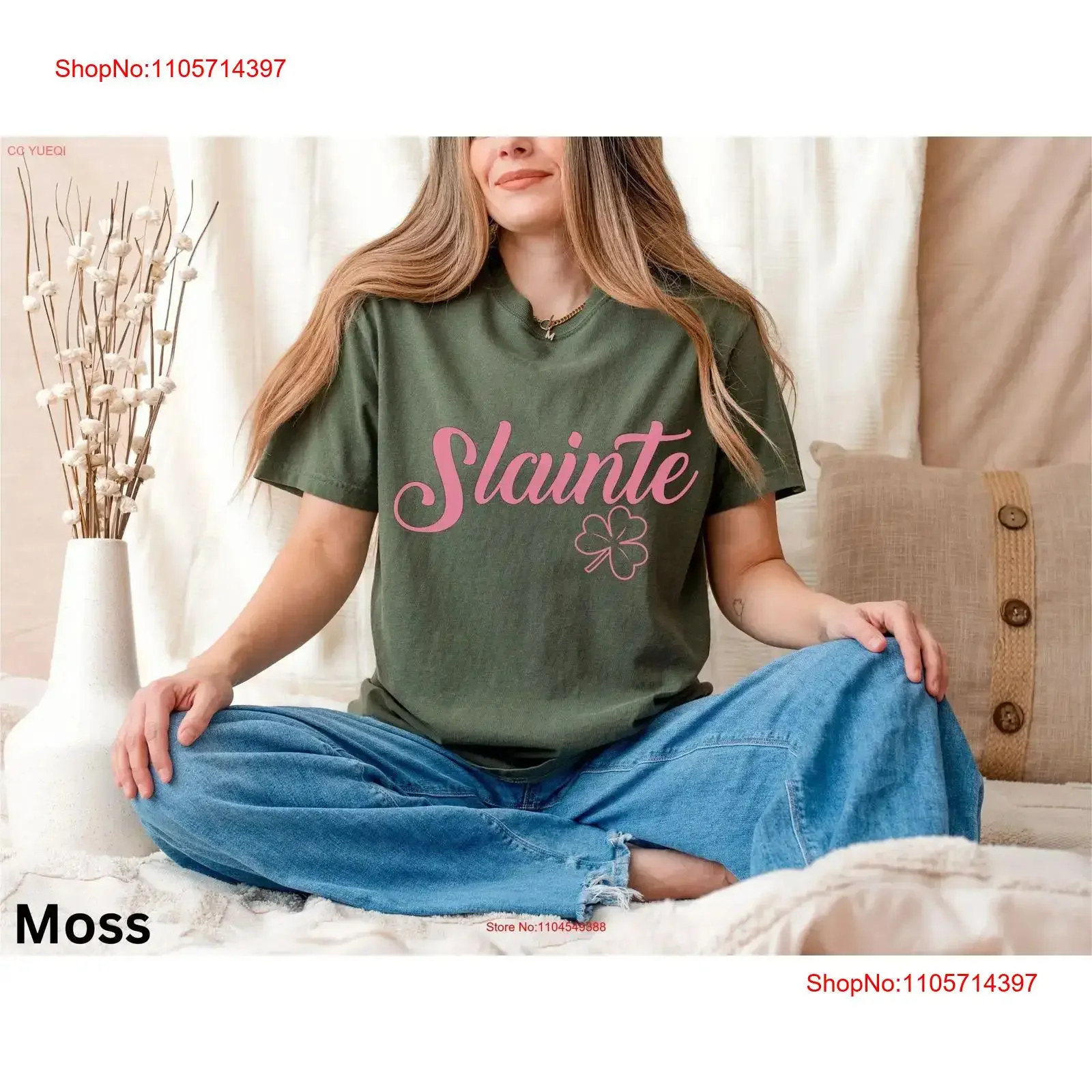 Cute St Paddys T Shirt Womens Patricks Day Slainte Pink Pattys Lucky Clover Irish Shamrock vintage Washed fashion Versatile