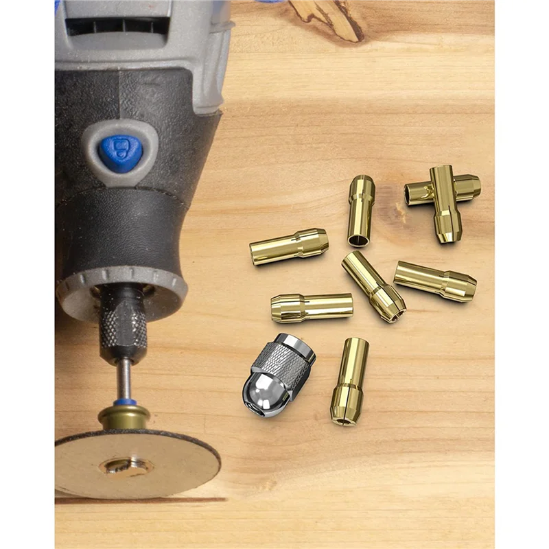 AB47-20Pcs Brass Collet For Dremel, Replacement 4485 Quick Change Rotary Drill Nut Tool Set With Two Metal Change Collet Nut