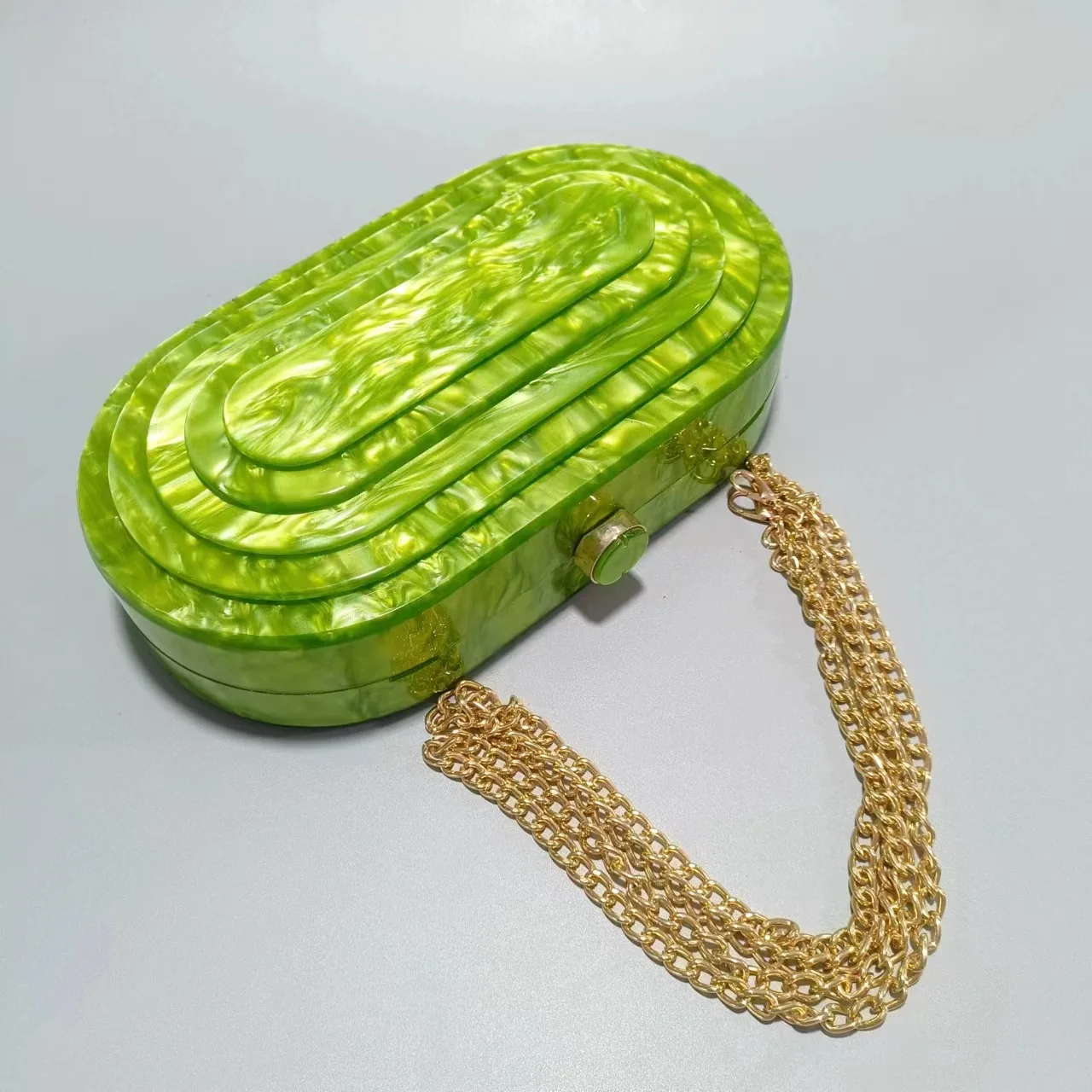 Fashion Acrylic Egg Shape Clutch Bag Women Designer Evening Party Cute Box Purse 2024 Luxury New Pearl Green Handbag