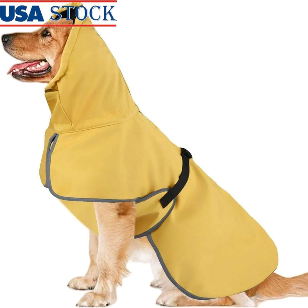 Chubasquero impermeable para perros grandes, Poncho ligero ajustable, chaqueta de lluvia con orificio para correa, forro suave reflectante resistente a la intemperie