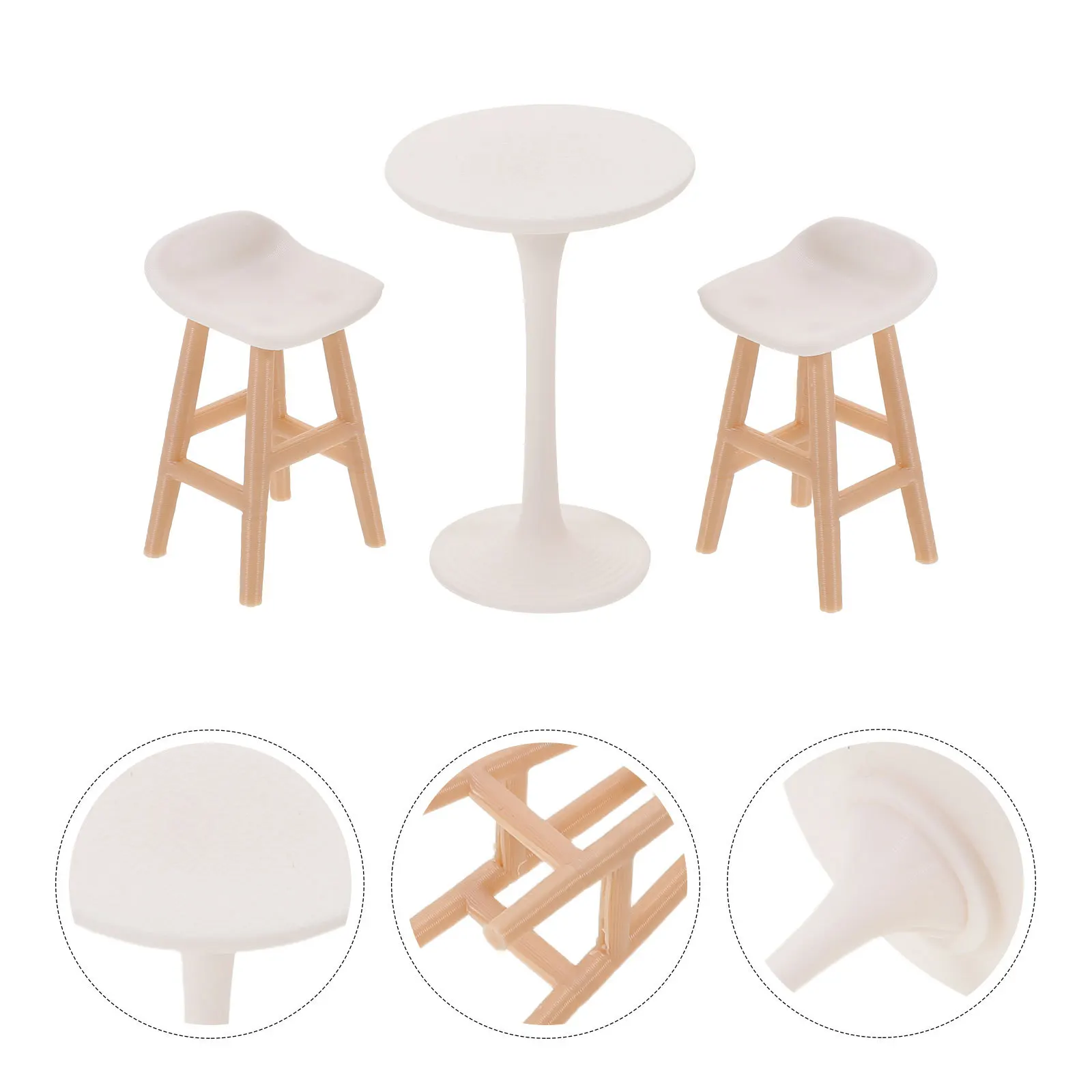 

1 set 1 Set Miniature Bar Table Chairs 1:20 Scale Dollhouse Bistro Furniture For Fairy Garden Decor Coffee Corner Layout Props