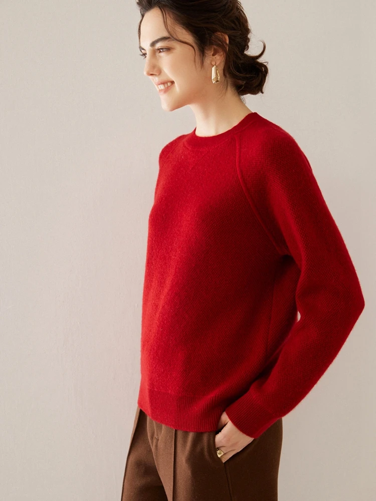 Pull classique en cachemire Alxa pour femme, pull à col rond, vêtements de base cellulaires décontractés, haut d'automne et d'hiver, haute qualité, 100%