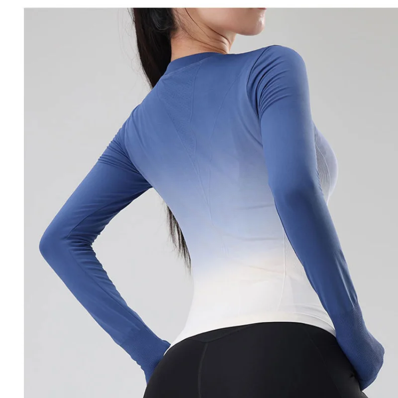 Women's Tie-dyeing Long Sleeve Yoga Shirts Fitness Shirts Gym Shirts Workout Running T-Shirt Gradient Sports T-shirt Sweatshirt