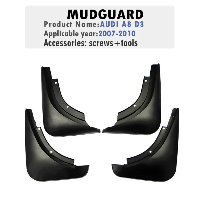 2007 2008 2009 2010 For Audi A8 D3 Mudguard Fender Mud Flaps Guards Splash Mudflaps Car Accessories Front Rear 4pcs