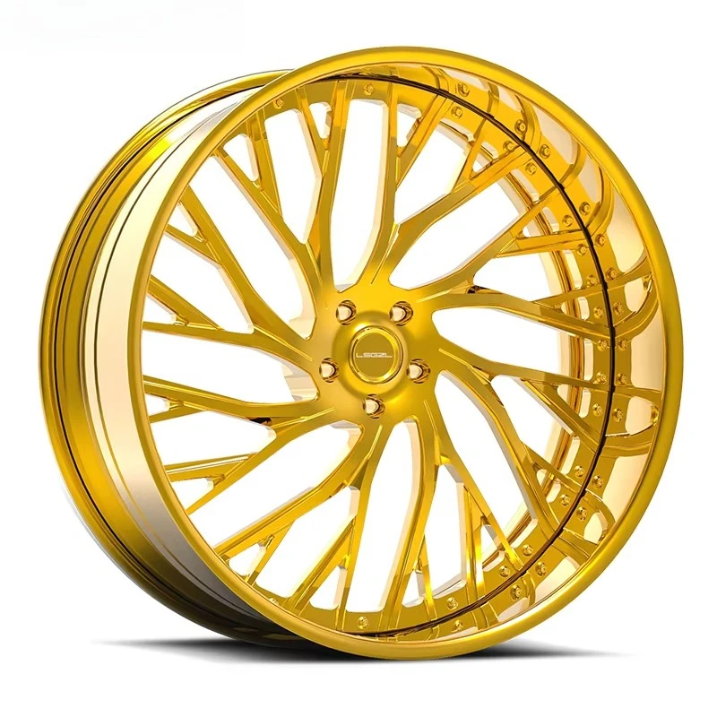 

WOAFORGED Custom 2 Piece Forged Golden Chrome Rim 5x114.3 5x120 5x130 5x112 18 19 20 21 22 23 24 26 28 Inch Wheel