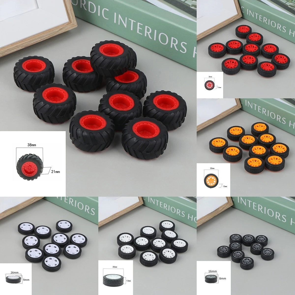 10PCS PC Toy Wheel Rubber Rim Tyres DIY Mini Technology 4WD Colorful Tires Hole Dia 2mm 2.5mm 3mm For RC Model Cars Parts