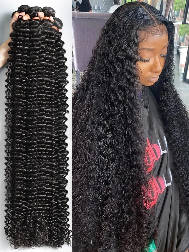 Onda profunda pacotes de cabelo humano 100% não processado virgem profundo encaracolado tecer cabelo humano 3 pacotes cor natural onda de água pacotes