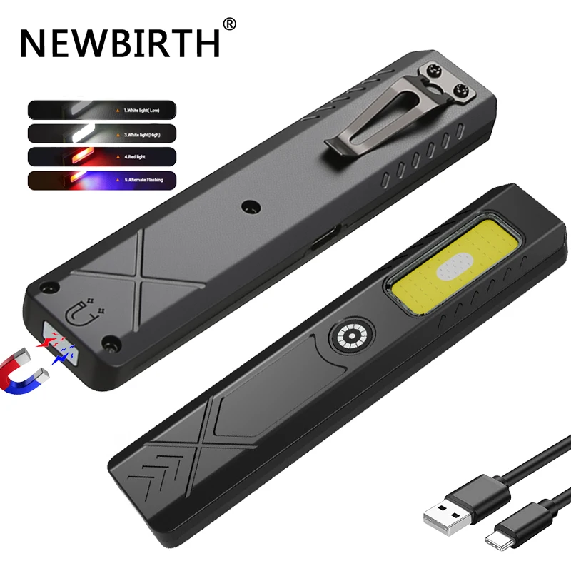 LED Keychain Flashlight Rechargeable 550LM Portable Mini Torch Pocket Lantern Flood Work Light With Magnet For Emergency