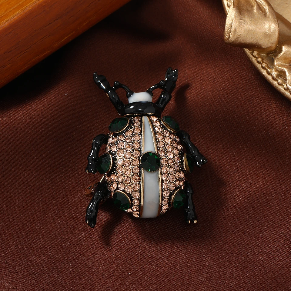 Vintage Fashion Bug - Morkopela broche beetles de strass, broche