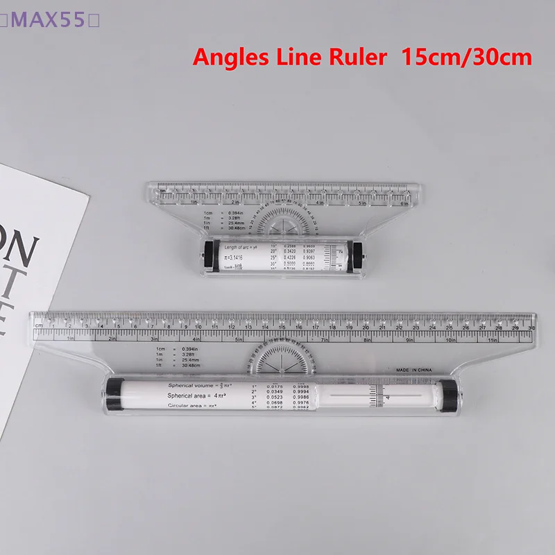 【MAX-55】Angles Line Ruler 15cm 30cm Multi-Function Drawing Tool Metric Rolling Ruler Clear Parallel Rolling Ruler