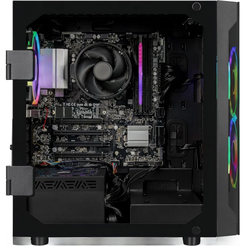 Gaming PC Set - Ryzen 5 5600G 3.9GHz, Radeon Vega 7, 1TB NVMe M.2 SSD, 16GB DDR5 RGB Memory, CPU Air Cooler, WiFi, Windows