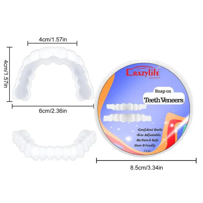 Instantâneo Whitening Snap On Dentes Folheados, Dentes em Ajuste Perfeito, Enbrace, Sorriso Confiança, Dente Temporário para Homens e Mulheres