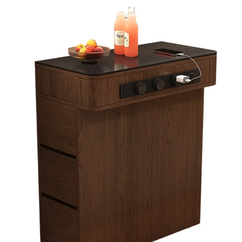 Multifunctional small household rock slab island, narrow island