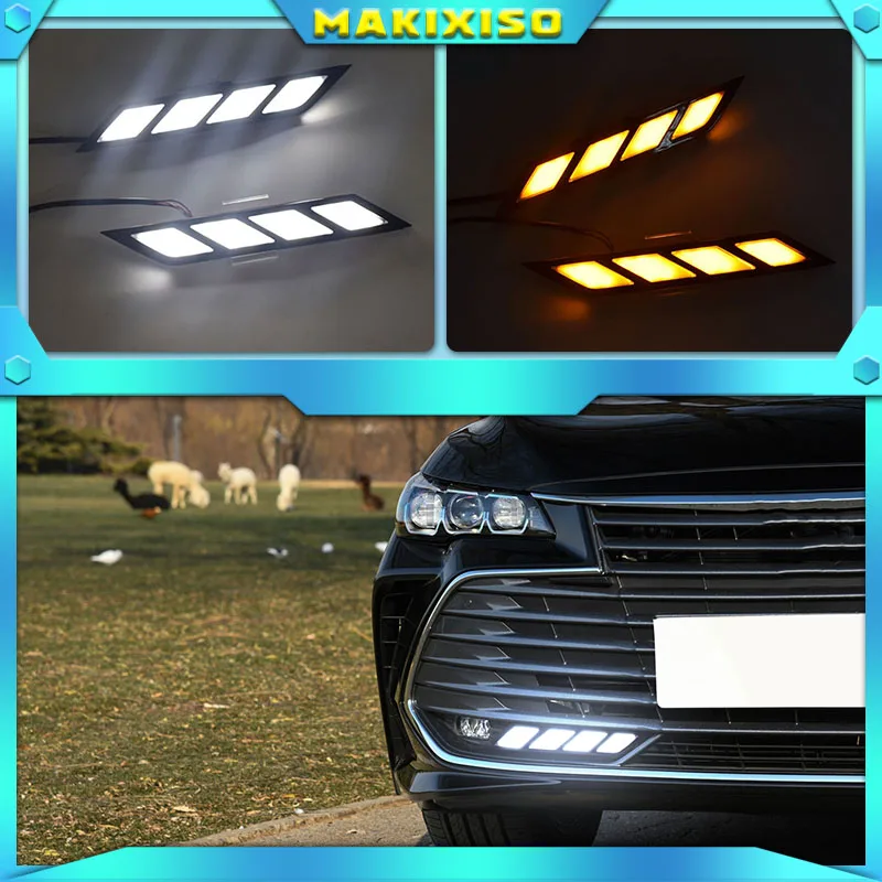 

For Toyota Avalon 2018 2019 LED Daytime Running Lights with Flowing Yellow Turn Signal Lamp Fog lamp Driving Lights