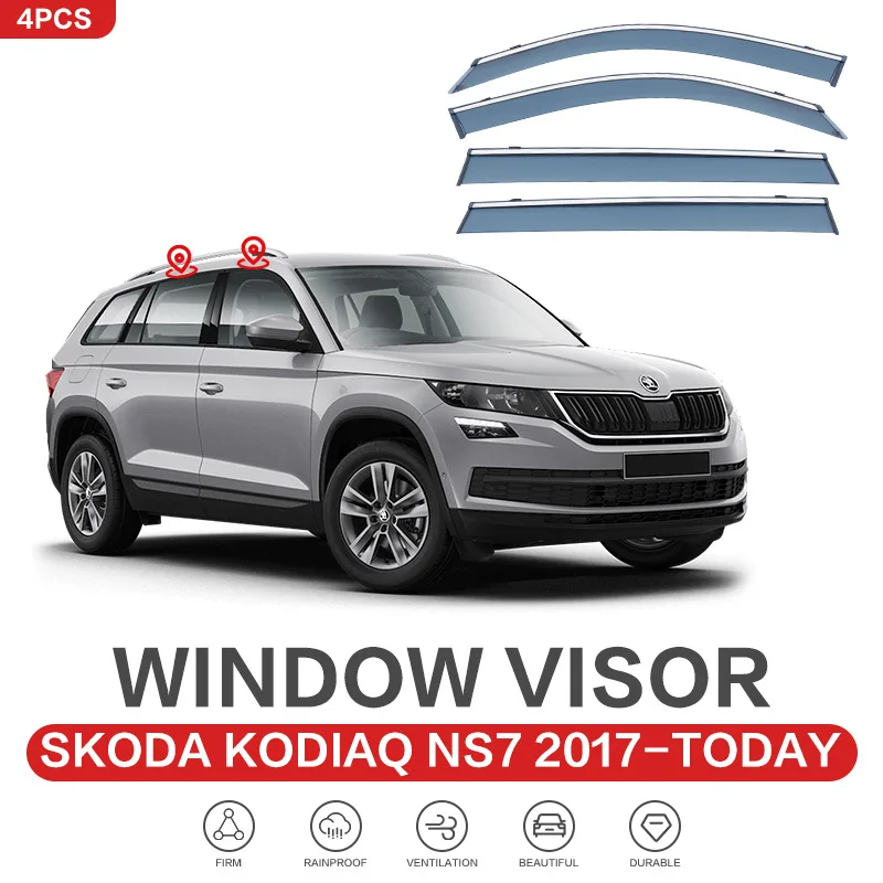 

For Skoda Kodiaq 2017-2024 Car Window Visor Awning Shelters Windshield Side Window Rain Sun Shade Auto Accessories Car Styling