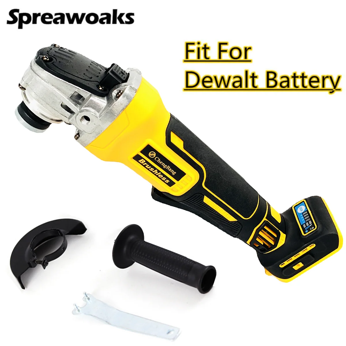 Brushless Angle Grinder 3 Gears 125mm Cordless Grinding Cutting Power Tools Fits For DeWALT/Milwaukee/Makita 18V 20V battery