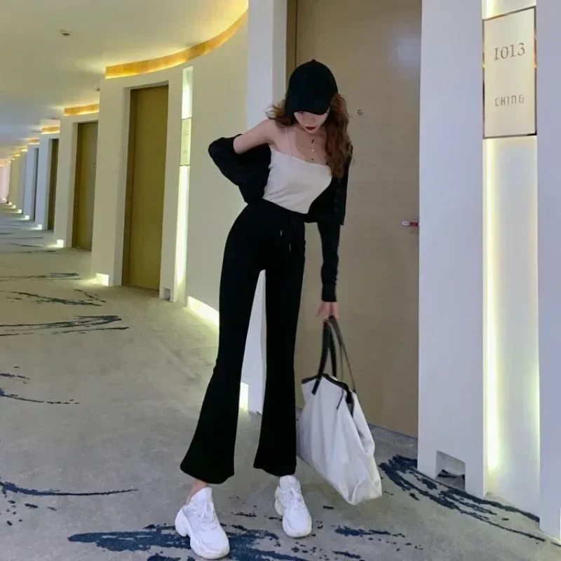 Vrouwelijke broek lang gebreid Koreaanse mode G Nieuw in kleding Broek Katoen Chique en elegante Harajuku Casual damesbroek XQ883