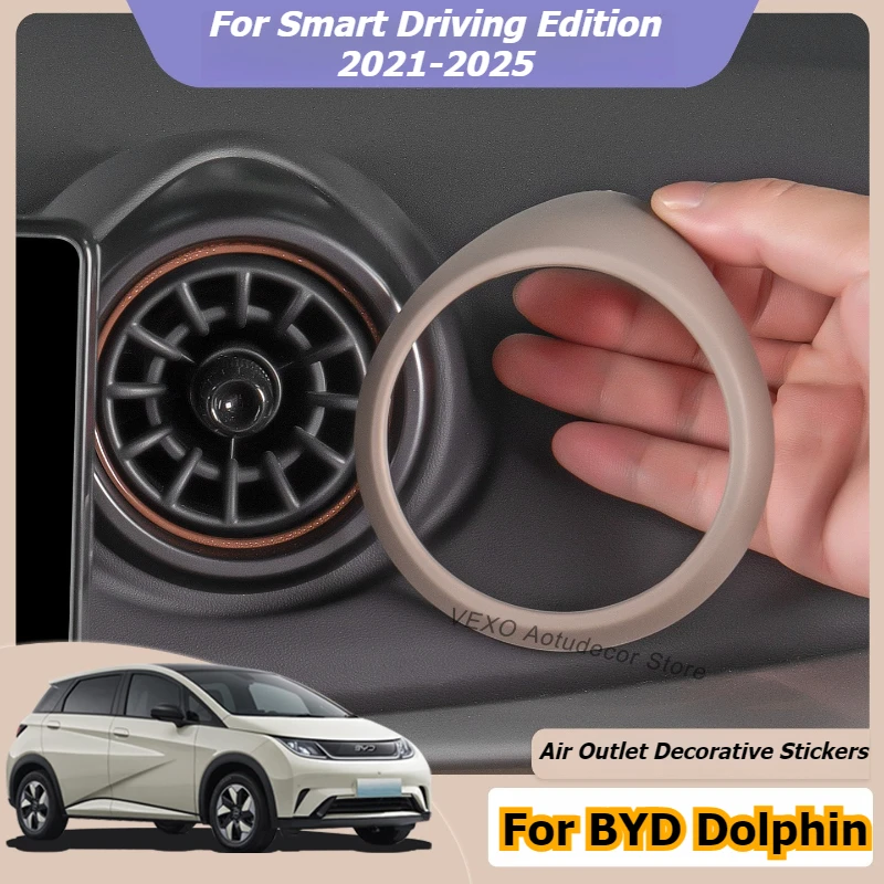 

For BYD Dolphin 2021-2025 Air Outlet Decorative Stickers Car Center Console AC Vent Decal Silicone Cover Frame Interior Decor