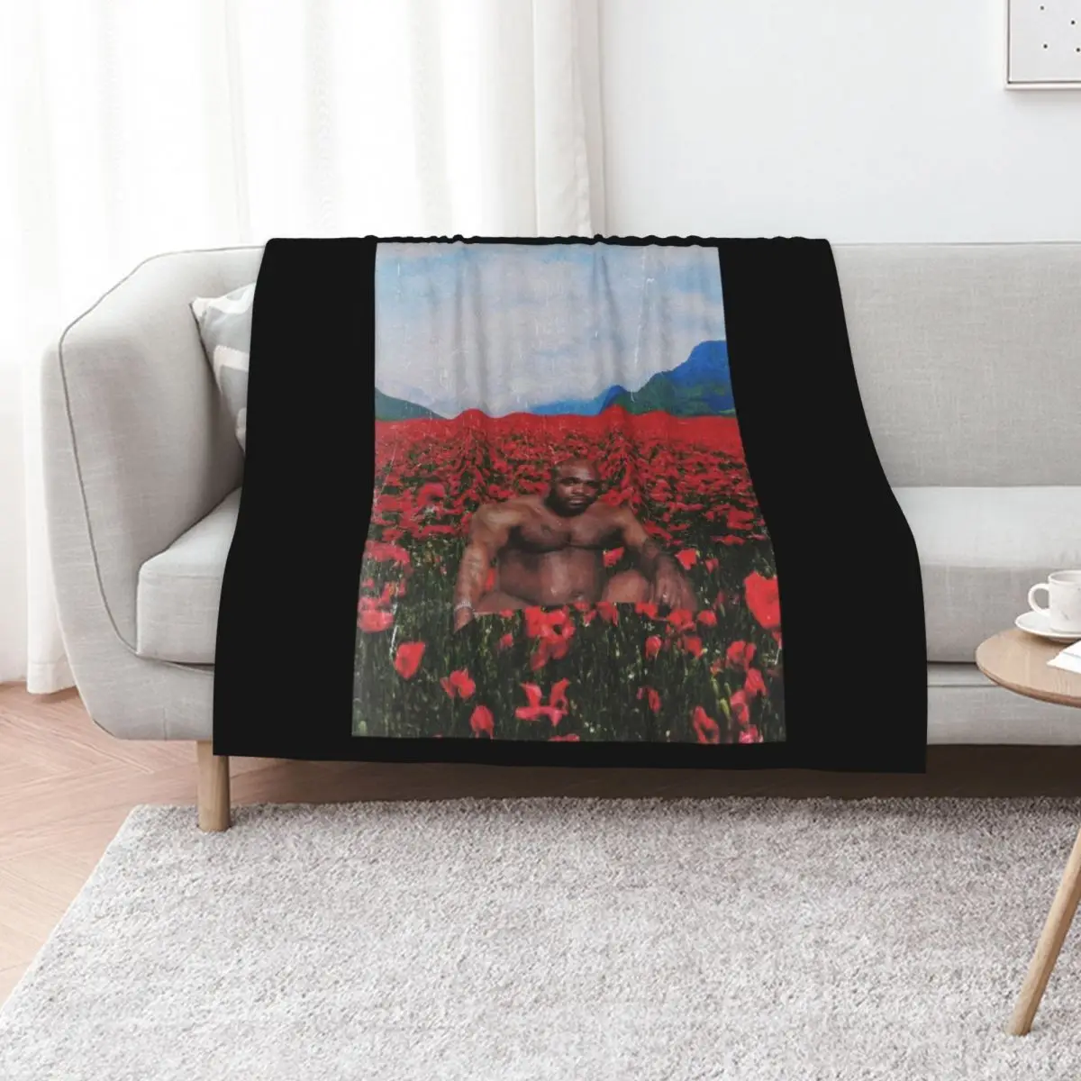 Barry Wood on a Flower Field Throw Blanket Foldable Soft Warm Blanket for Outdoor Use