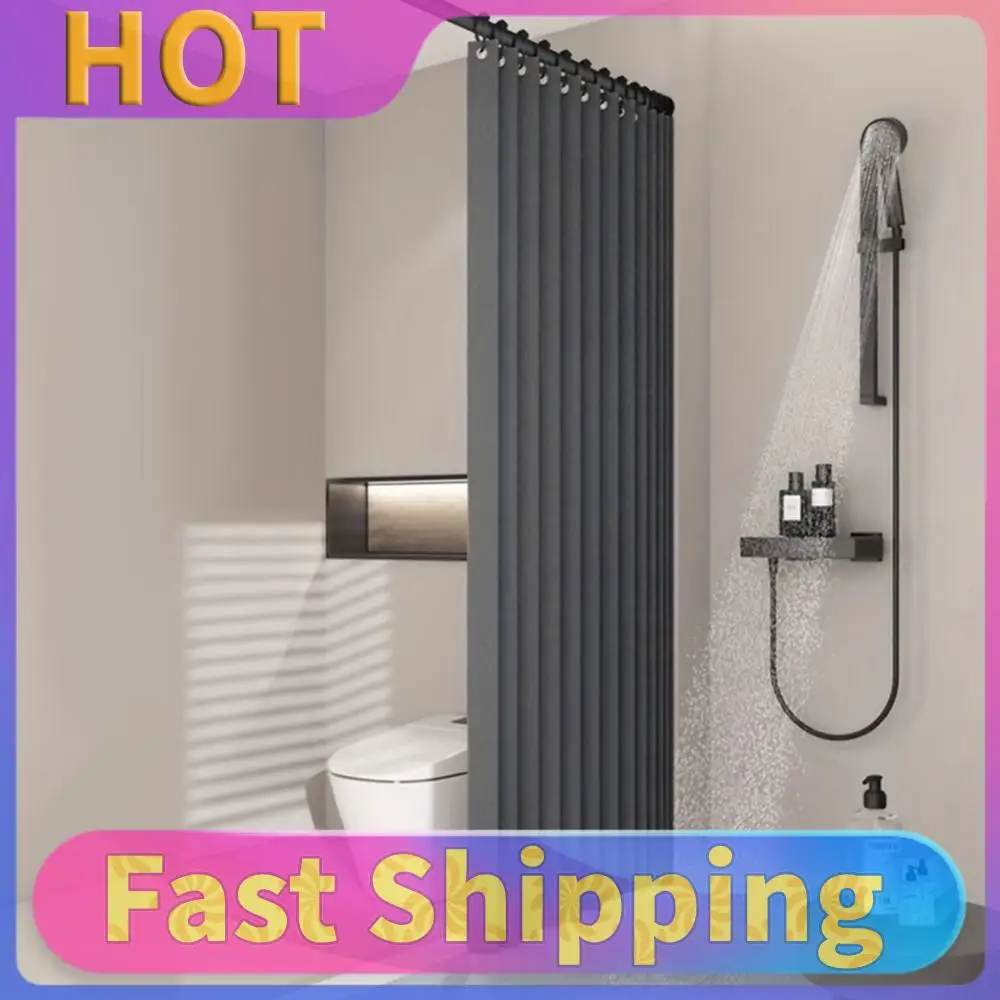 

Foldable Magnetic Bath Curtain Waterproof Bathroom Curtain with 14 Hooks Bathtub Curtain Modern for Bathroom