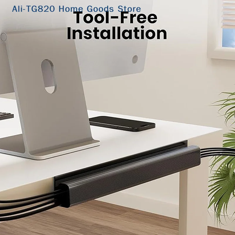 [TG820]40cm/15.75inch Under Desk Cable Management Tray PVC Power Wire Hider Strip Cord Holder Wire Organizer Cable Raceway