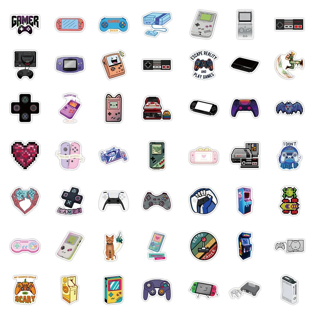 10/25/50pcs Cool Vintage Video Games Stickers Graffiti Joystick Gamepad for Suitcase Guitar Laptop Phone Stationery Water Bottle