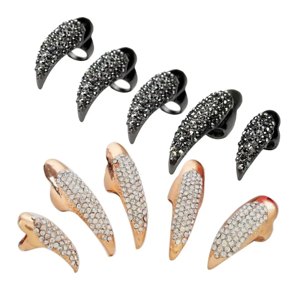 Alloy Nail Finger Ring Bendable Claw Design Crystal Rhinestone Nail Jewelry Accessories for Festivals Costume Cosplay and Gifts