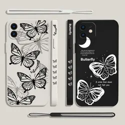 Cute Black White Butterfly Phone Case For VIVO Y20 Y30 Y50 Y33T Y11 Y12S Y15 Y17 Y19 Y21 IQOO11 V23 V23E V21 X90 S1 Pro 5G Cover