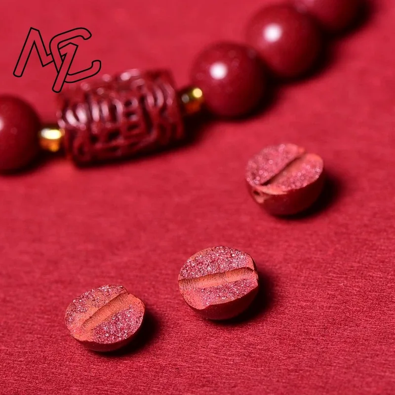 Customized Natural Red Cinnabar Barrel Beads Bracelet Hand Knitting Jewellery Fashion Man Woman Luck Amulet New Gifts Charm view 3