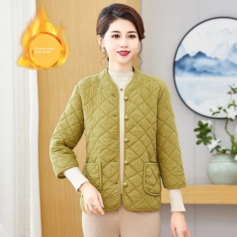 

Faionable ort Svel Jaet for Women Thiened Autumn Winter Clothes Warm Cotton Vest for Middle-Aged And ly