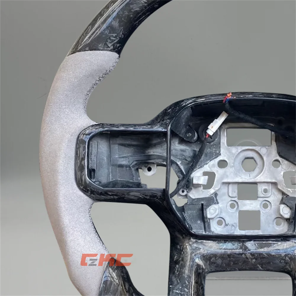 

Customized Forged Carbon Fiber white strip leather Steering Wheel for 2022 2023 2024 Ford F150