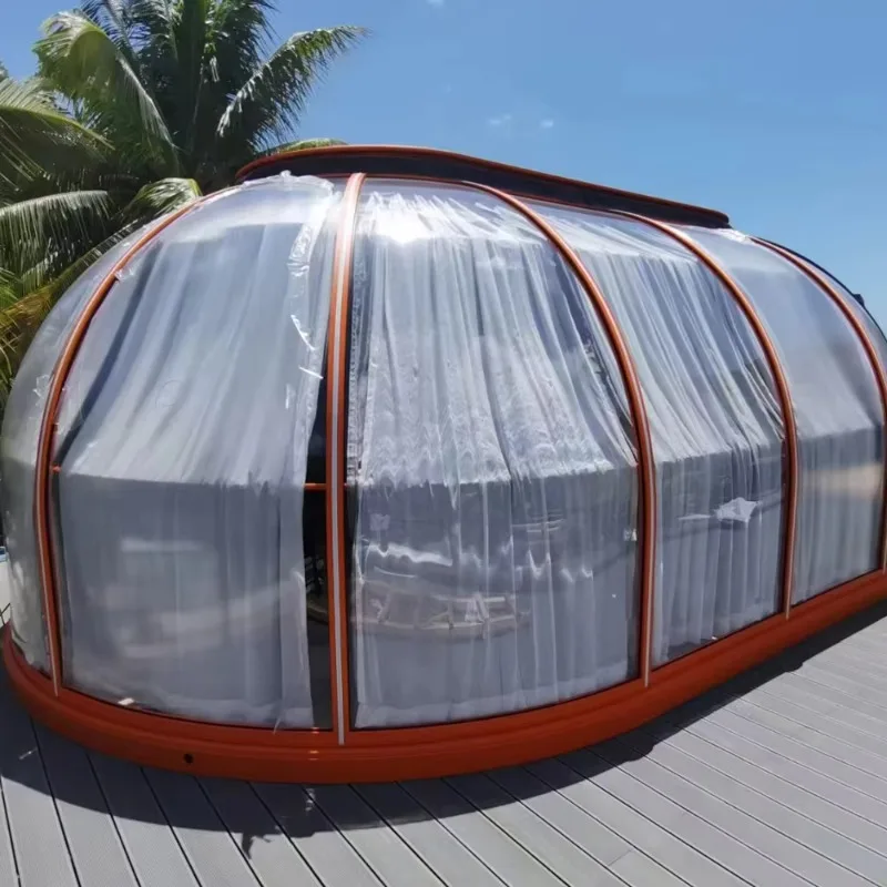 Transparent Luxury Outdoor Bubble Room Elongated Elliptical Shape Star Room Out Door Sunrooms