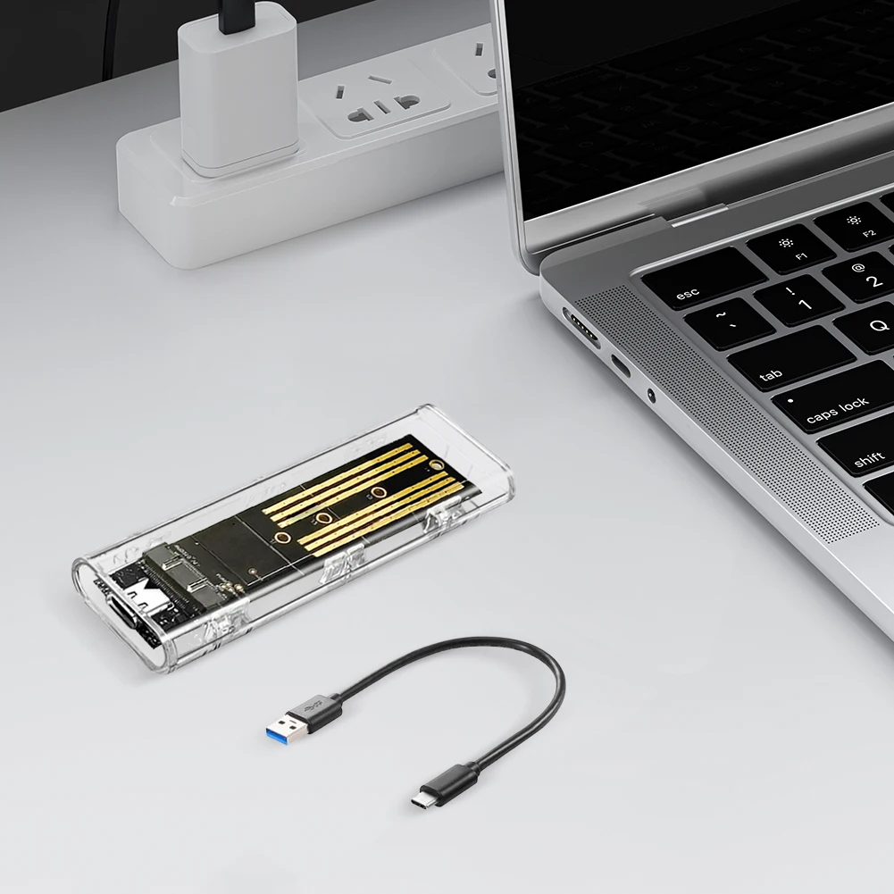 M.2 NGFF SATA Type C 3.1 Transparent External SSD Case 10Gbps SSD Enclosure External SSD Adapter for 2230/2242/2260/2280