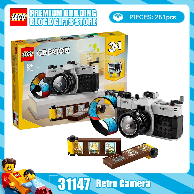

Ретро-камера LEGO 3-в-1, набор миниатюрных моделей строительных блоков для детских подарков на день рождения, детский набор игрушек