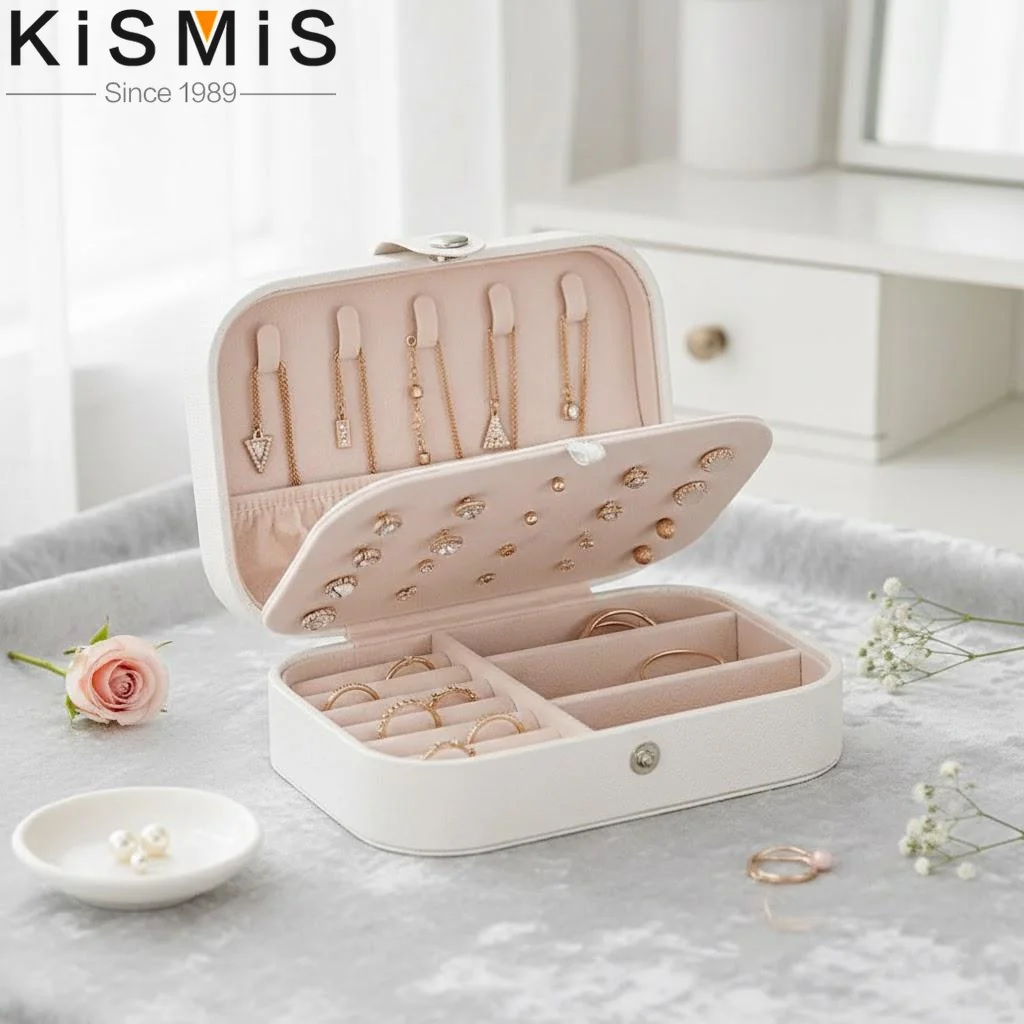 

Leather Jewelry Box Organizer Portable Storage Display Case Earring Holder Home Travel Gift
