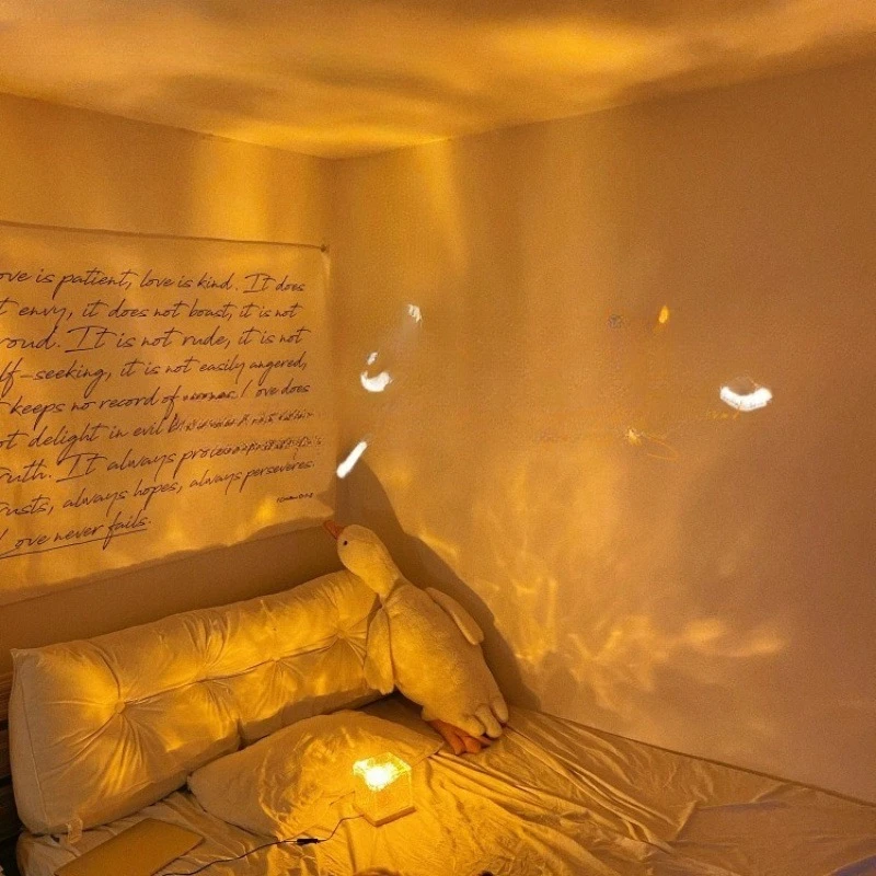 

Internet celebrities ins rotating water pattern night light, creative gift bedside, bedroom flame ambient light