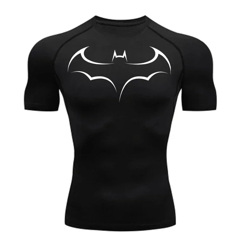 Bat Printed Men's Tight T-Shirt Running Compression Compression T Shirt Gym Fitness Jogging Short Sleeve Male Casual Shirt Tops