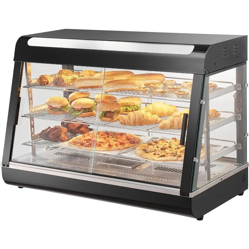 3-Tier Commercial Food Warmer Display, 1500W Food Display Warmer with Light, Adjustable Shelf and Temperature Display