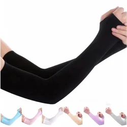 Fashion Men Women Straight&Thumb Style Arm Sleeve High Elastic Solid Long Summer Outdoor UV Sun Protection Arms Cover Gloves